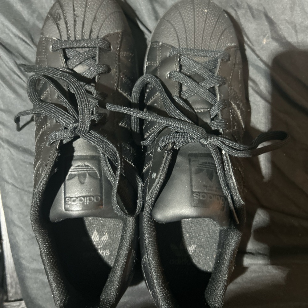 Adidas, size 7, black, shell toe